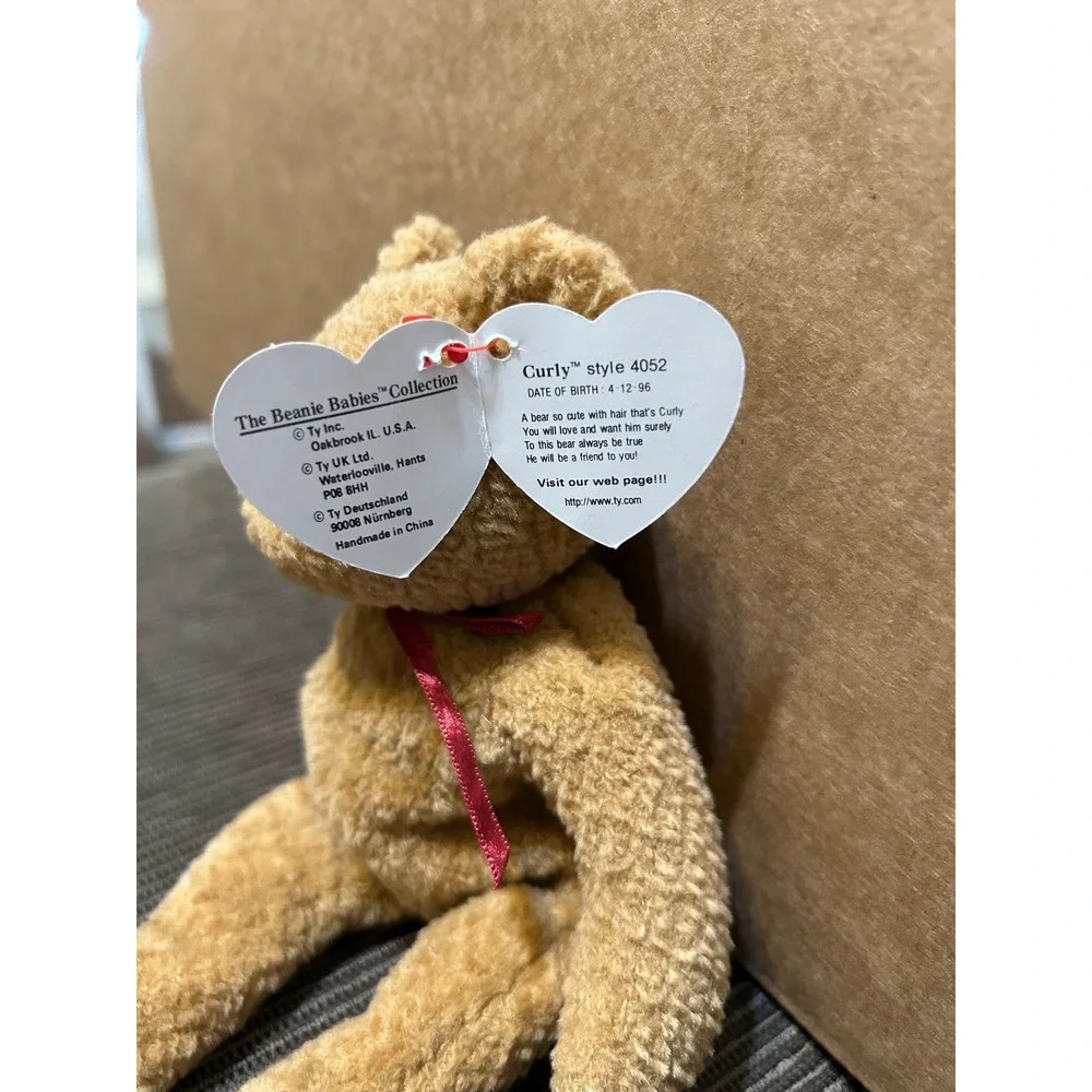 Ty Beanie Babies Curly‎ Bear Brown Plush Stuffed Animal Style 4052 1996 Vintage